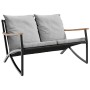 vidaXL Balkonmöbel-Set, 3-teilig, schwarz, Stahl mit Kissen. Gartenmöbel für Balkon und Terrasse.