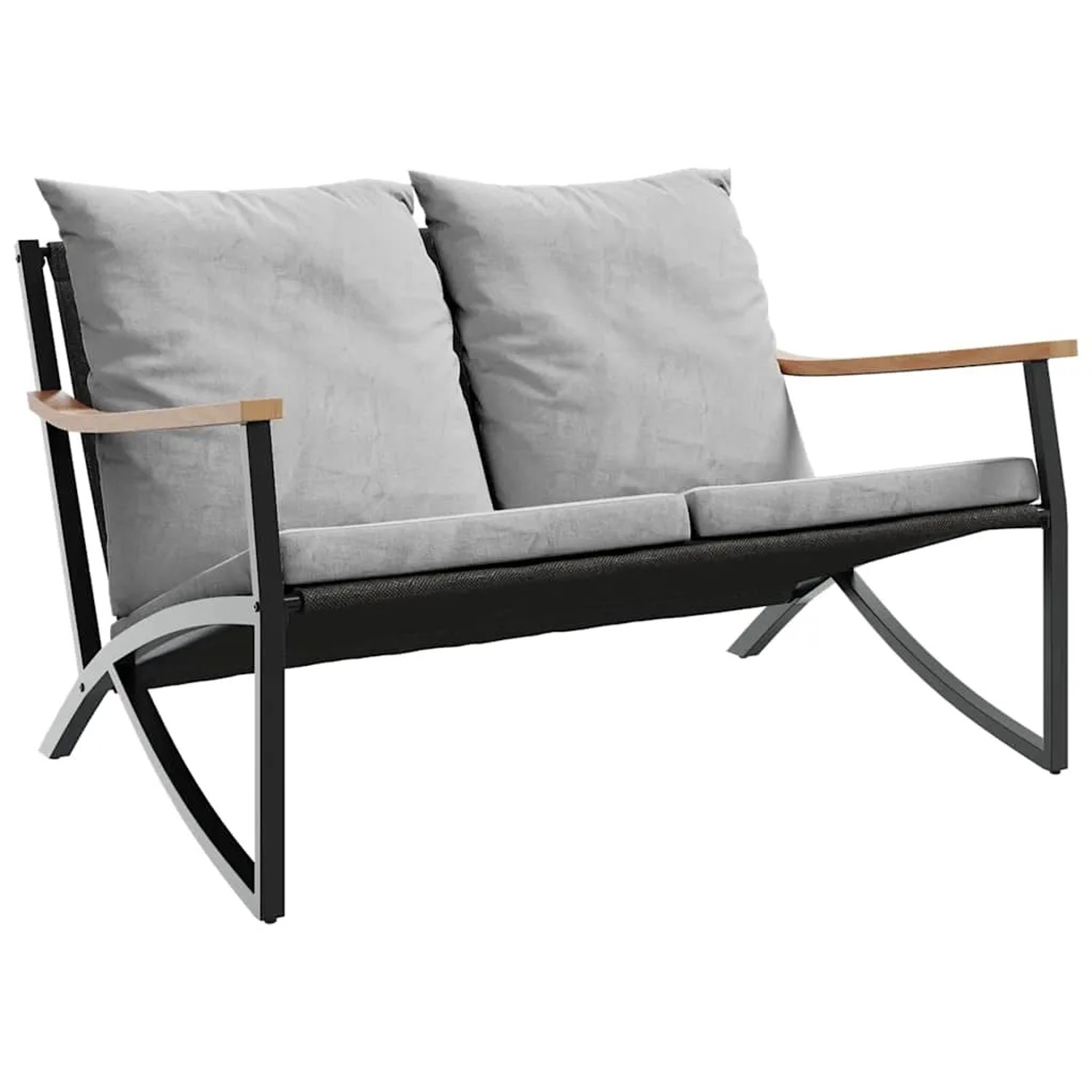 vidaXL Balkonmöbel-Set, 3-teilig, schwarz, Stahl mit Kissen. Gartenmöbel für Balkon und Terrasse.