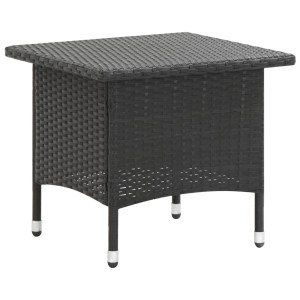 Schwarzer vidaXL Beistelltisch aus Poly Rattan, quadratisch, 50x50x47 cm, für Garten und Terrasse.