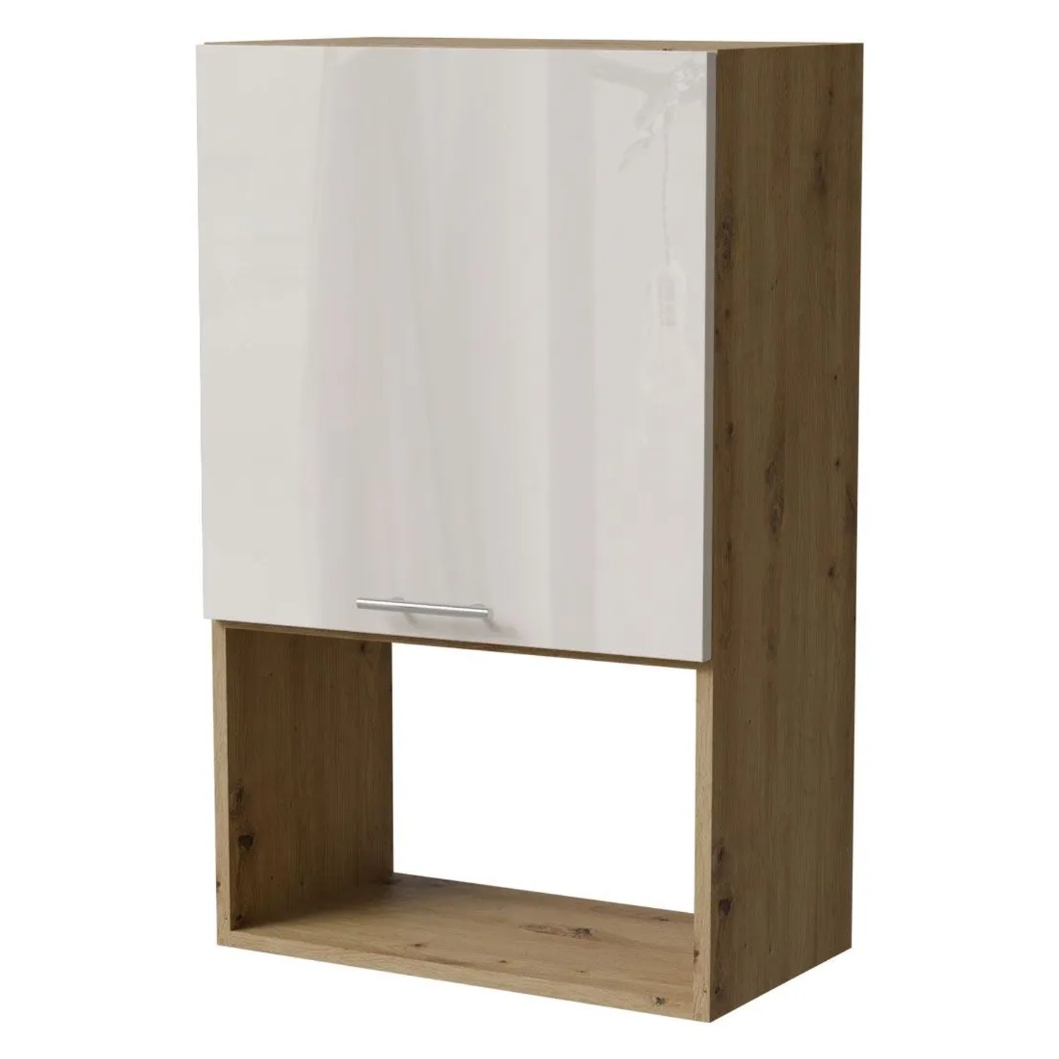 Feldmann-Wohnen Mikrowellenumbauschrank Brerra W4MK/60 Eiche Artisan / RAL 9001 creme Hochglanz 60 / 32,5 / 96cm