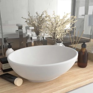 vidaXL Luxuriöses Ovales Waschbecken Matt Weiß 40x33 cm Keramik 146921