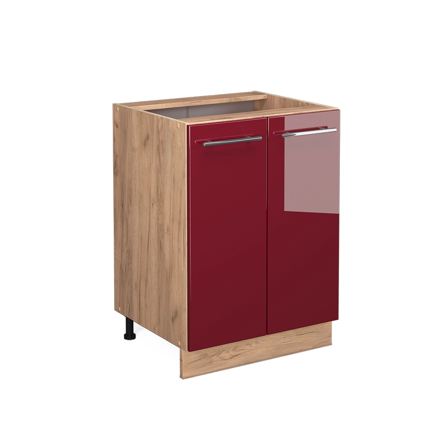Vicco Küchenunterschrank Fame-Line Bordeaux Hochglanz/Goldkraft Eiche 60 cm ohne Arbeitsplatte