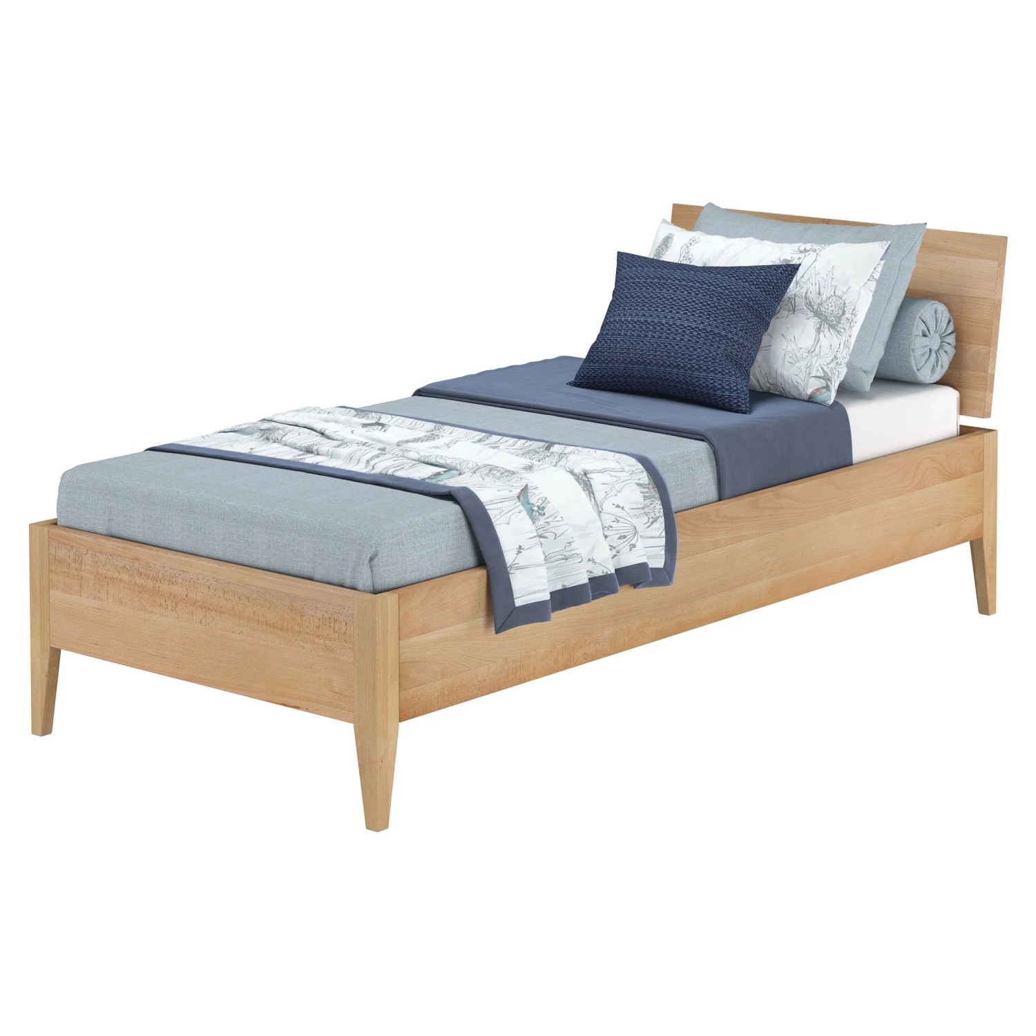 Erst-Holz Einzelbett Metallfrei 90 x 200 cm Massives Buchenholz Konische Füße Modell 94 ohne Zubehör