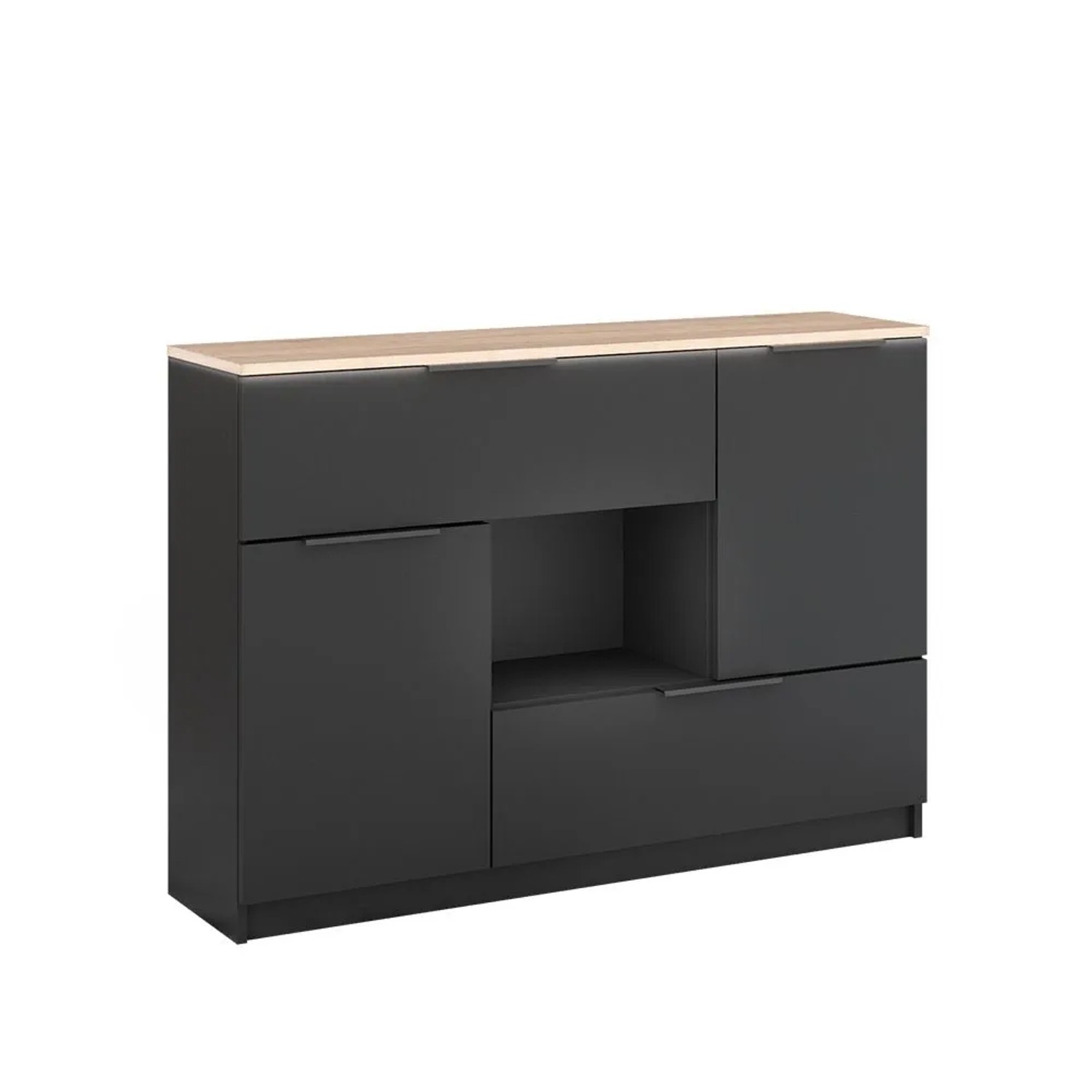 Vicco Kommode Betti Anthrazit Sonoma 120 x 84 2x Tür 2x Schublade und 1x Offenes Fache Art Nr 41612
