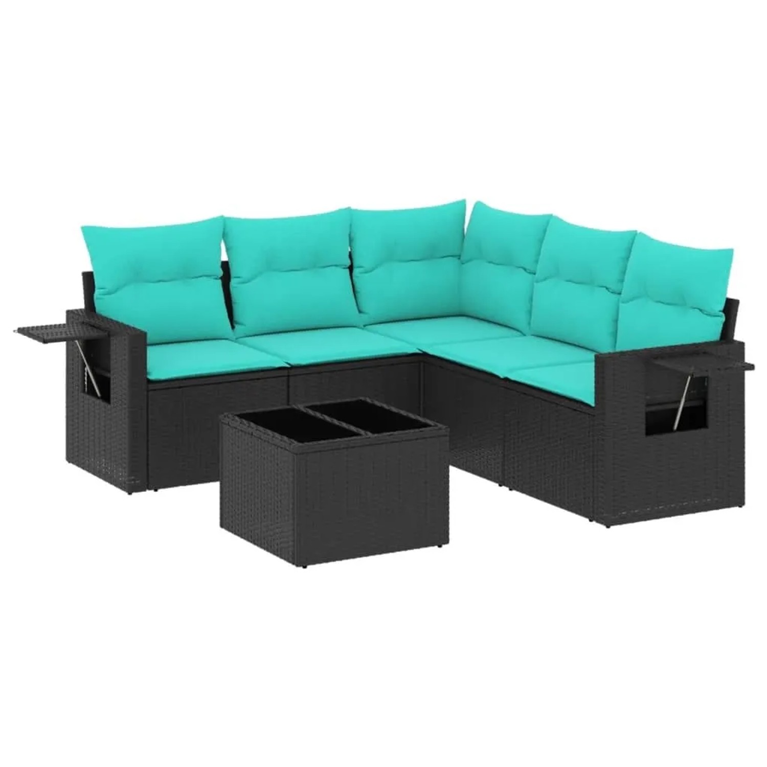 vidaXL 6-Tlg Gartensofa-Set mit Kissen Schwarz Polyrattan 3220156 günstig online kaufen