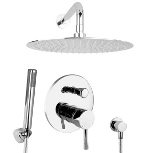 PaulGurkes Unterputz Duschsystem: Regendusche, Handbrause und Armatur, verchromt.