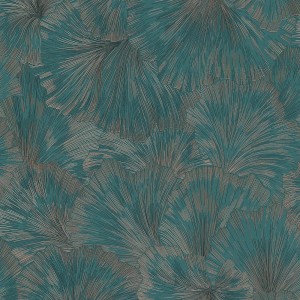 Dunkelgrüne Bricoflor Vliestapete mit abstraktem Blattmuster von Guido Maria Kretschmer.