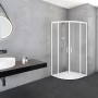 Weiße Aurlane Factory Runddusche, 90x90x200 cm, mit Schiebetüren im Badezimmer.