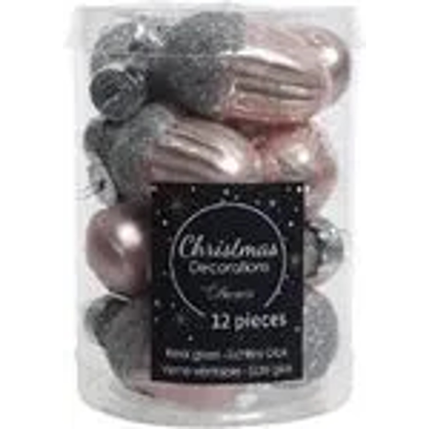 Thumbnail - Kaemingk Christbaumschmuck Eichel Glas  3 cm x 4 cm 12 Stueck Puderrosa