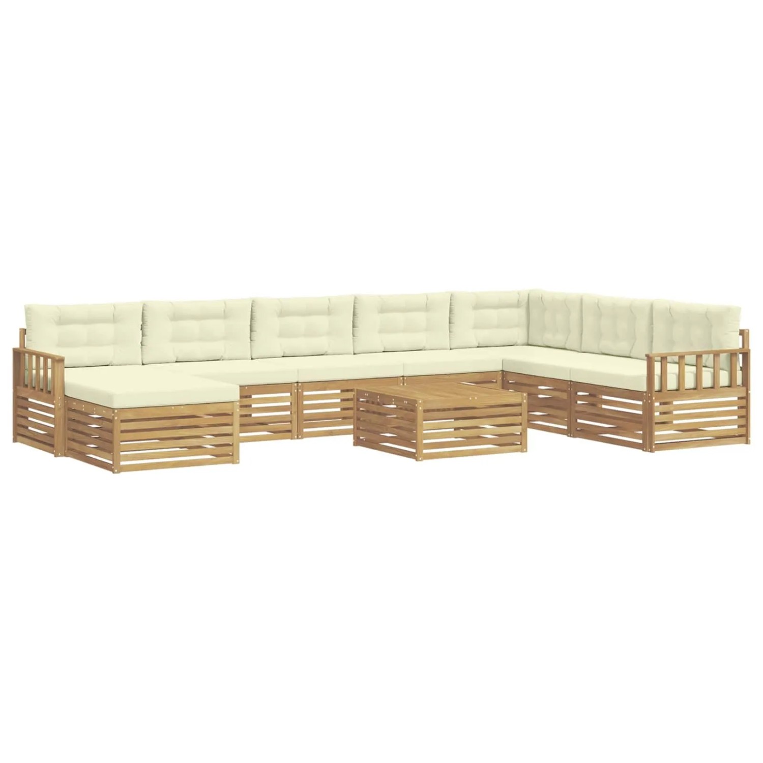 vidaXL Outdoor-Sofagarnitur 9-Tlg Weiß und Creme Massivholz Akazie 3390995