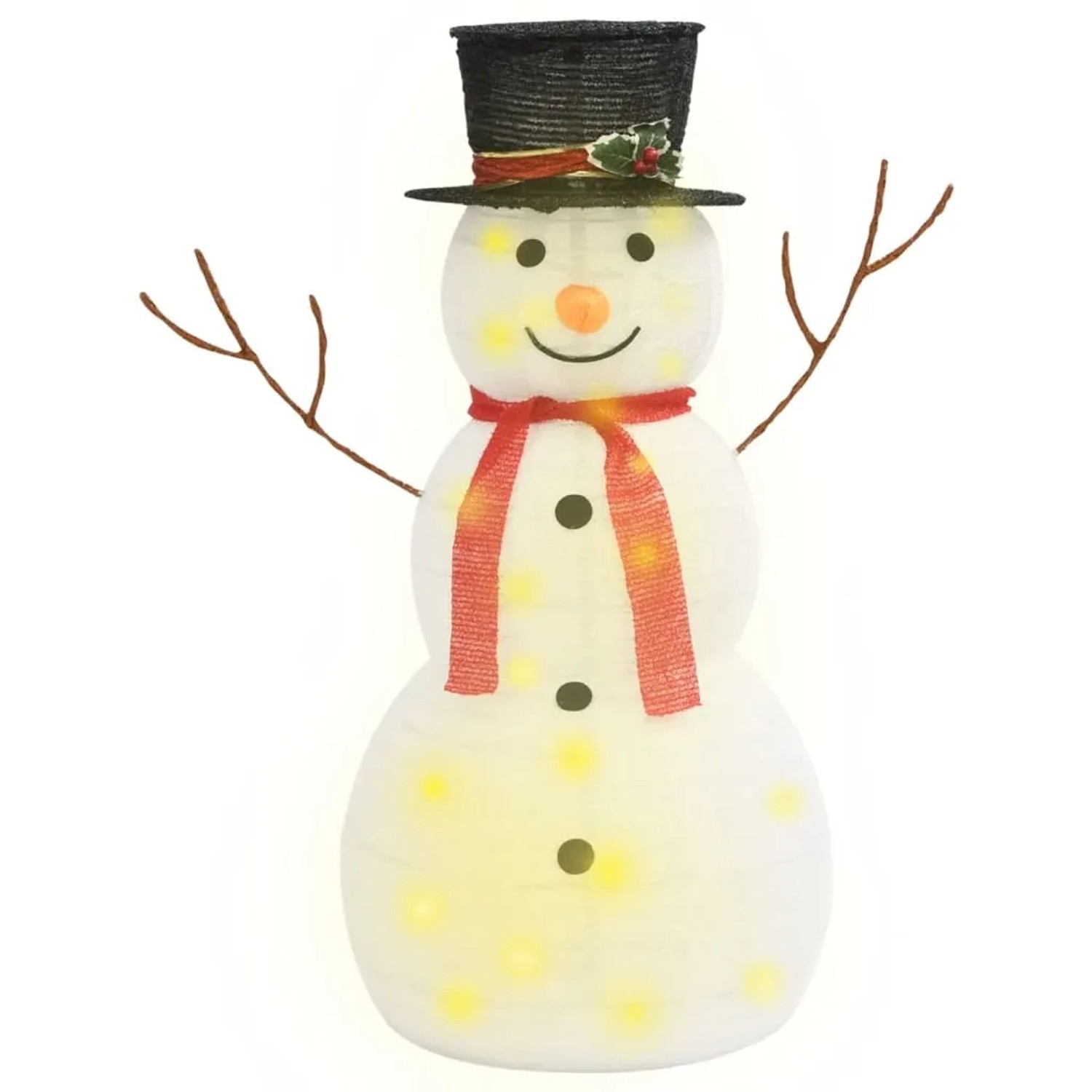 vidaXL LED-Schneemann Weihnachtsfigur Luxus-Stoff 90 cm 329760
