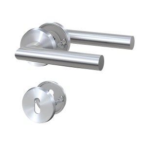 Basi Rosettengarnitur ZB 3200 Edelstahl L-Form Buntbart für Zimmertüren.