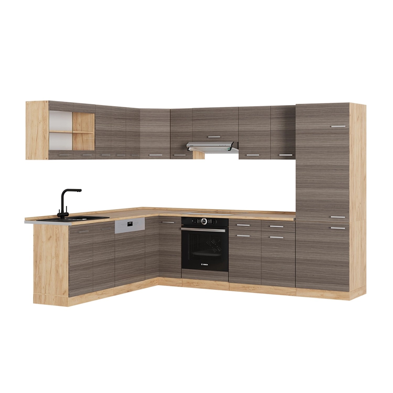Vicco R-Line Eckküche Edelgrau/Goldkraft Eiche 227 x 287 cm AP Eiche günstig online kaufen