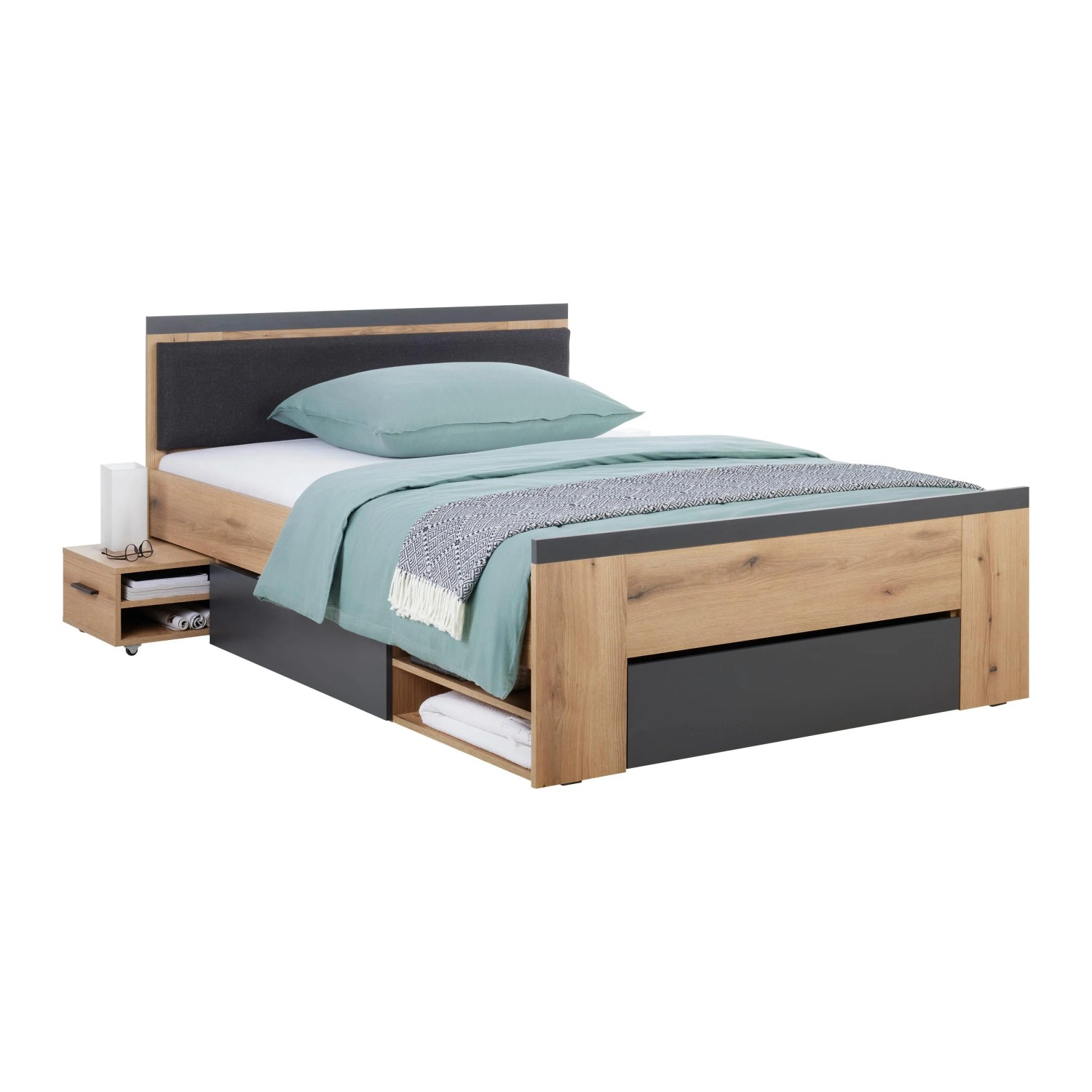 Mömax Bett Cadix Anthrazit/Eichefarben
