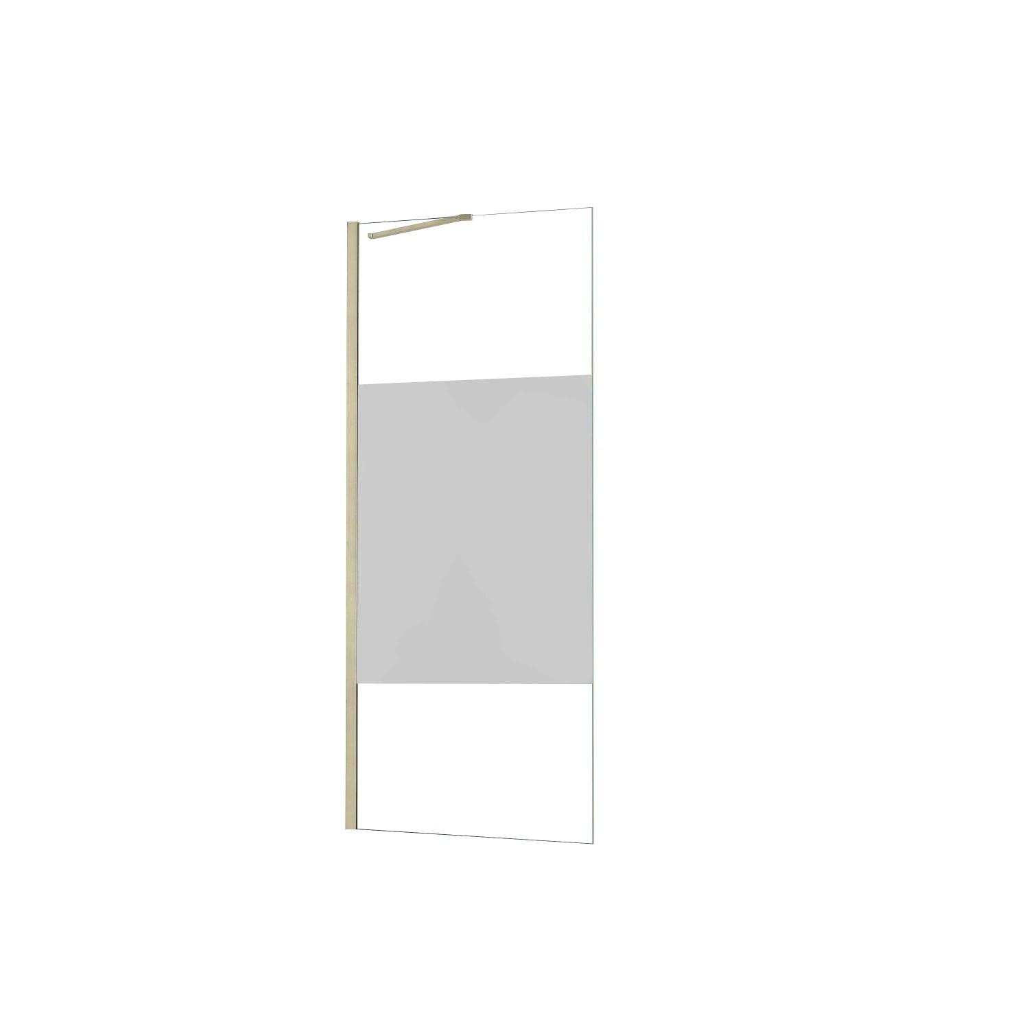 AICA Walk in Duschwand B.120xH.200cm mit Stabilisierungsstange 50cm 8mm Nano Glas mit Milchstreifen Duschabtrennung