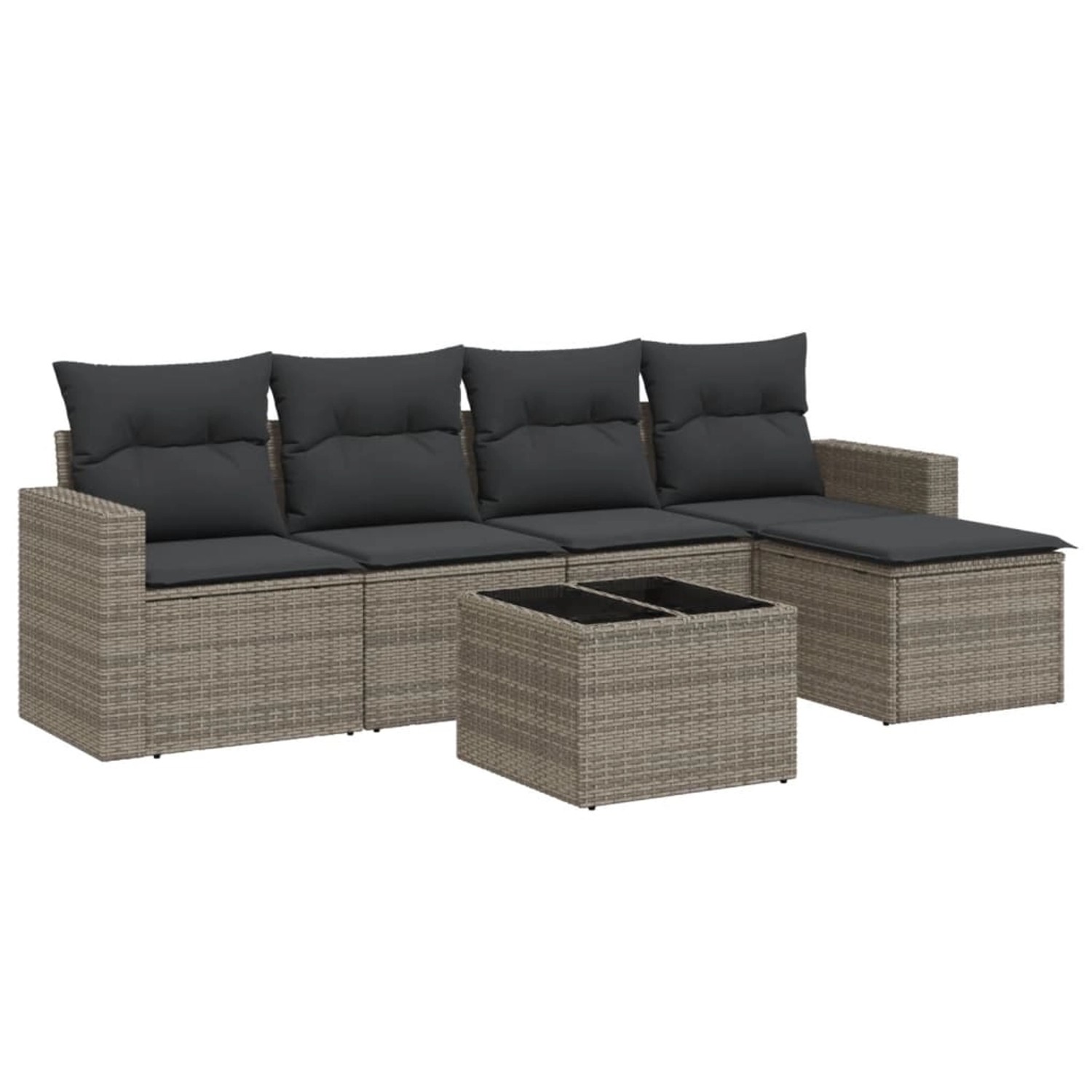 vidaXL 6-tlg Garten-Sofagarnitur mit Kissen Grau Poly Rattan Modell 7 günstig online kaufen