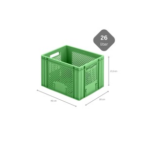 SparSet: 10 grüne Eurobehälter, ideal als Obst- und Gemüsekisten, 26 Liter, 27,2x30x40 cm.