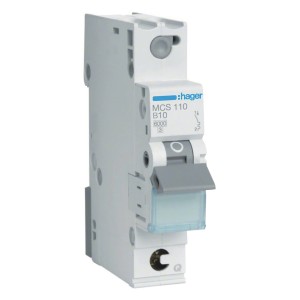 Hager Leitungsschutzschalter 1-polig C10A, QuickConnect Klemme, für den Schutz von Stromkreisen.