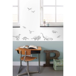 ESTAhome Wandtattoo Dinosaurier, schwarz-weiß, 47,5x66cm, für Kinderzimmer.