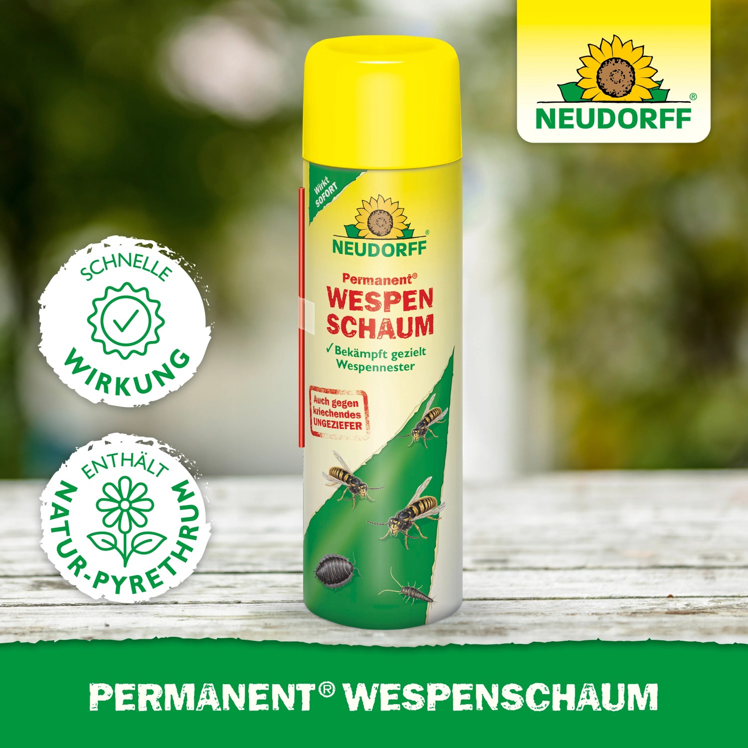 Neudorff Permanent Wespenschaum 500ml zur Wespenbekämpfung in Nestern und gegen kriechendes Ungeziefer.