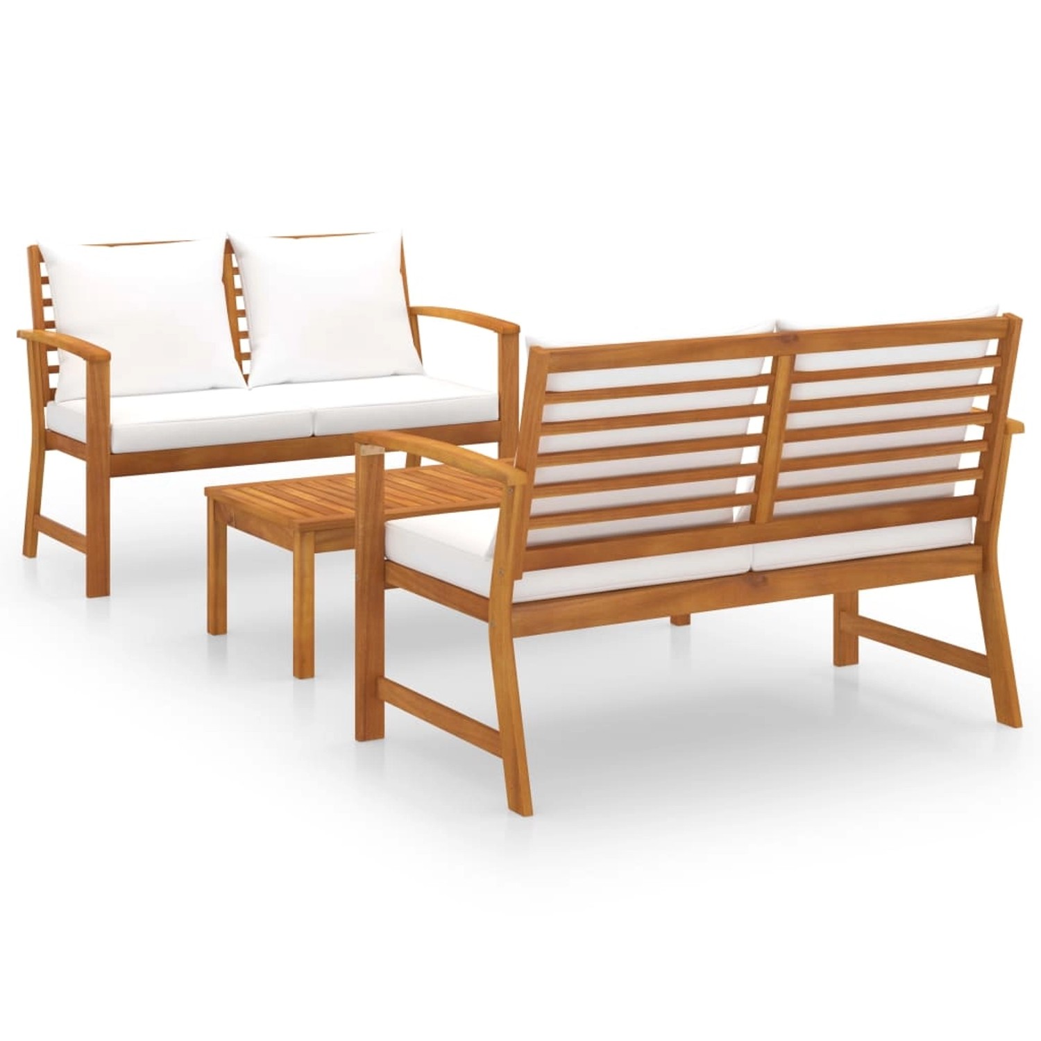 vidaXL 3-tlg Garten-Lounge-Set mit Auflagen Massivholz Akazie Modell 1