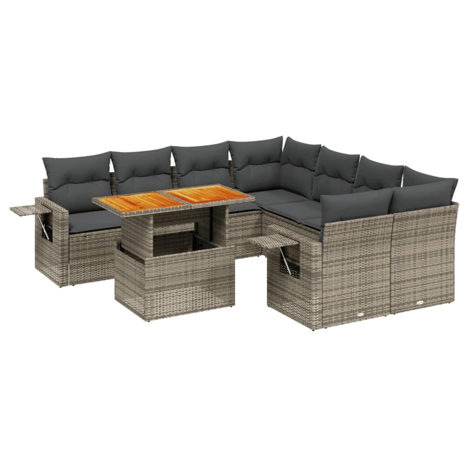vidaXL 9-Tlg Garten-Sofagarnitur mit Kissen Grau Poly Rattan 3271683 günstig online kaufen