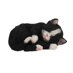 Schlafendes Katzenbaby als Deko-Figur für Haus und Garten, 15 cm.