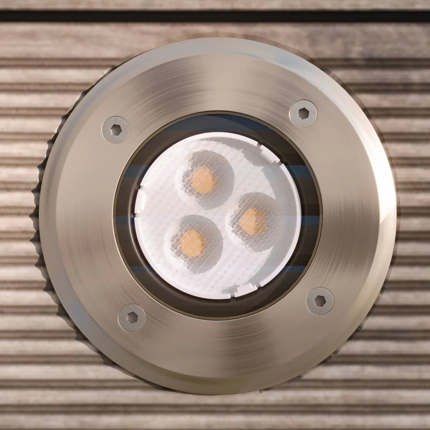 Lucande AVA LED Bodeneinbauleuchte, 3-flammig, Alu, wasserdicht, warmweiß für Terrasse & Garten.