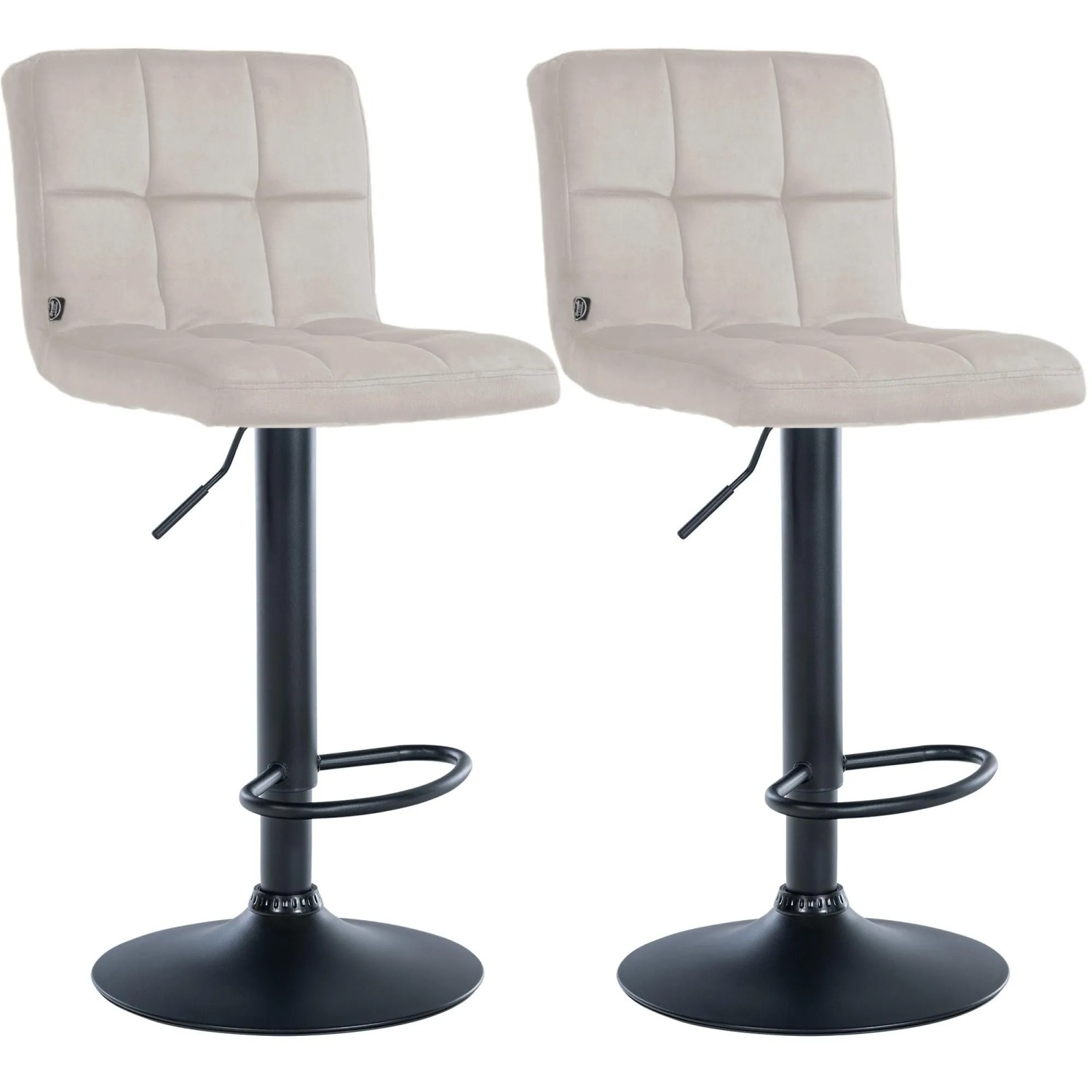 CLP 2er Set Barhocker Peru Samt Creme/Schwarz