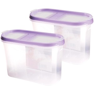 2er-Pack Bestlivings Frischhaltebox Schüttdose, 1,4 Liter, lila Deckel, transparente Vorratsdosen.