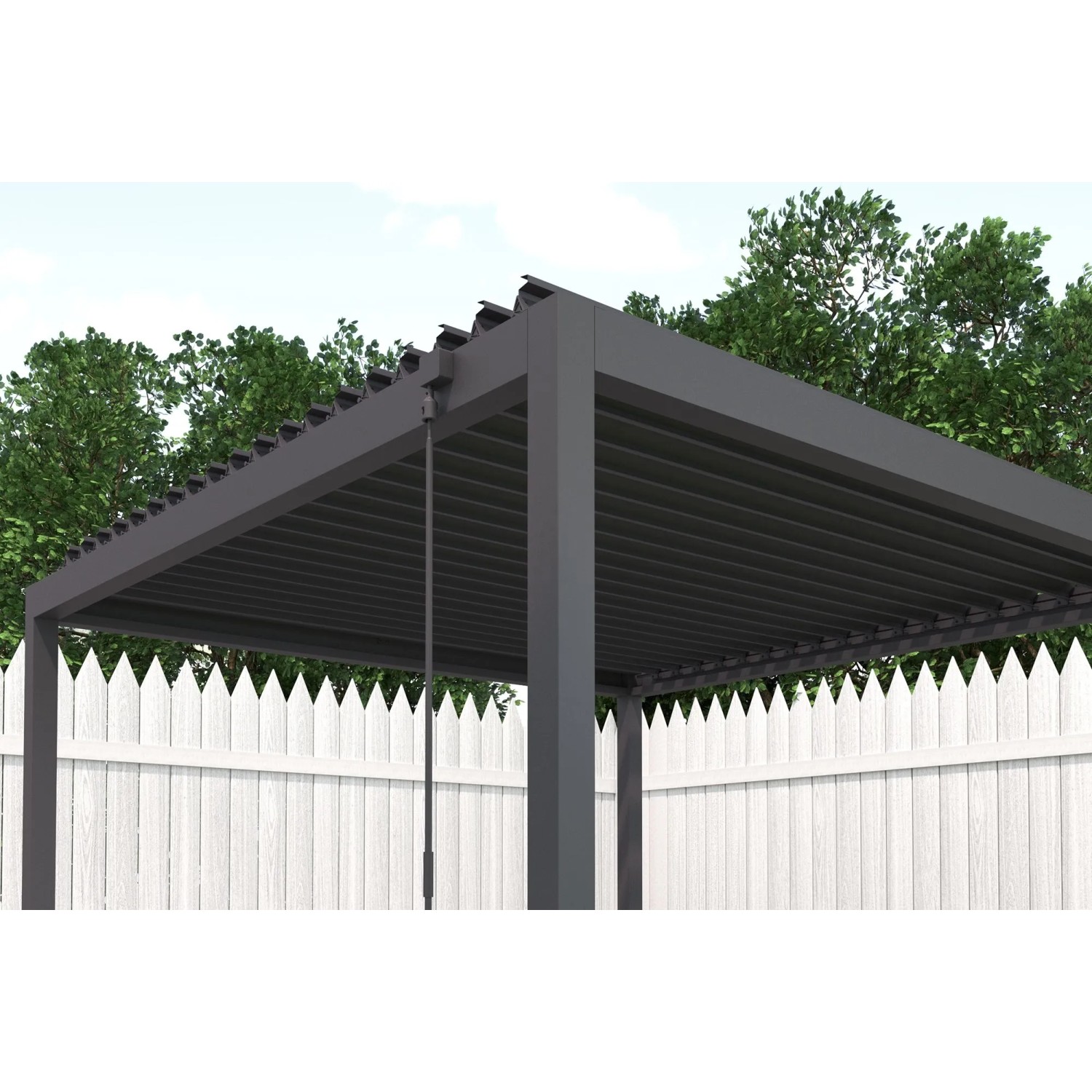 Anthrazitfarbene MWH Pergola Origin 88 mit verstellbarem Lamellendach für Garten & Terrasse.