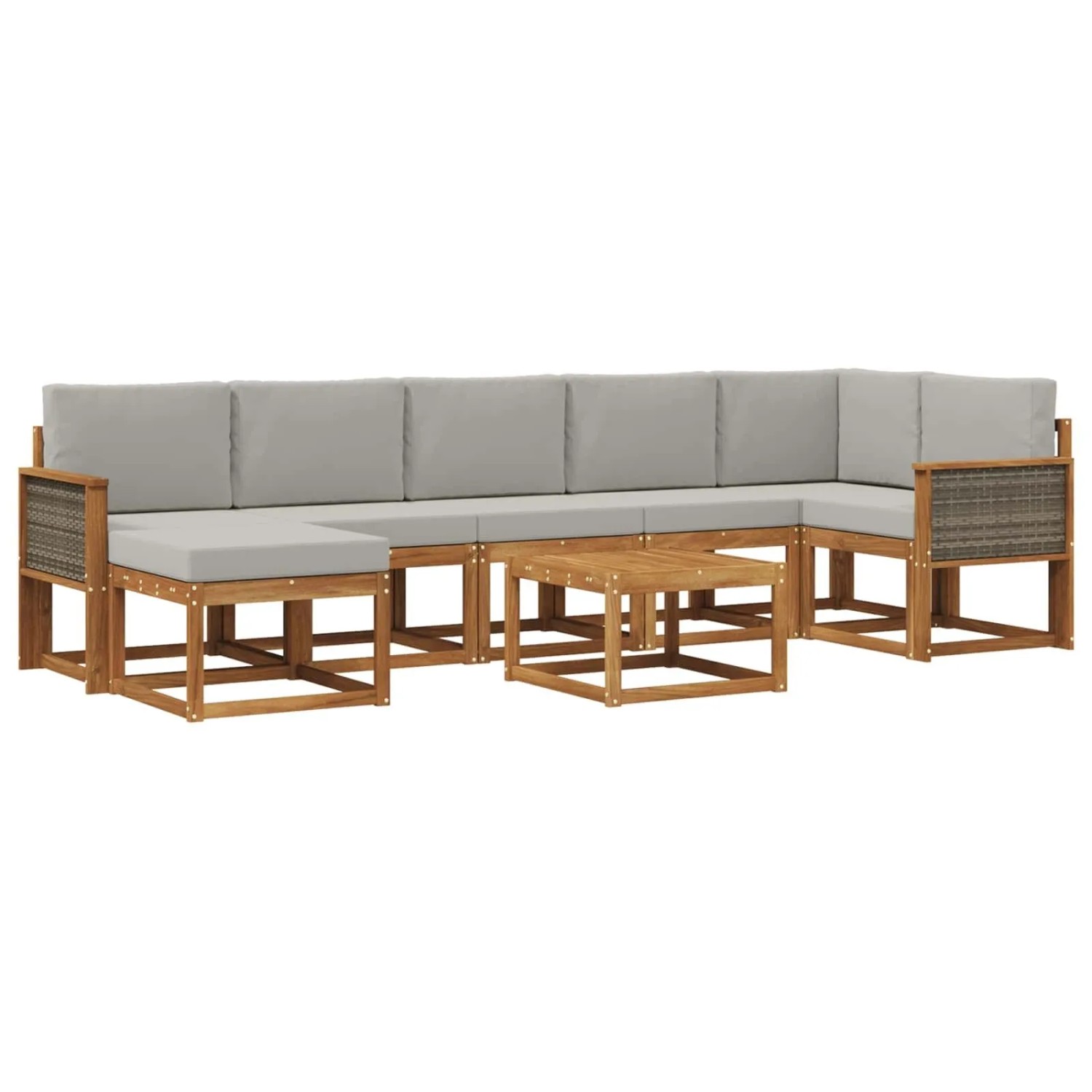 vidaXL Outdoor-Sofagarnitur 8 Stk Natur und Hellgrau Polyester 3385407