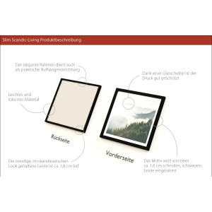 Gerahmtes Bild Anonymus Gloomy Landscape II, 32,5x32,5 cm. Wandbild mit Waldmotiv und schwarzem Rahmen.