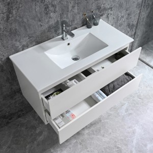 Sanotechnik Einzelwaschtisch Corbo, 100 cm, Weiß Matt, mit zwei offenen Schubladen und Softclose.