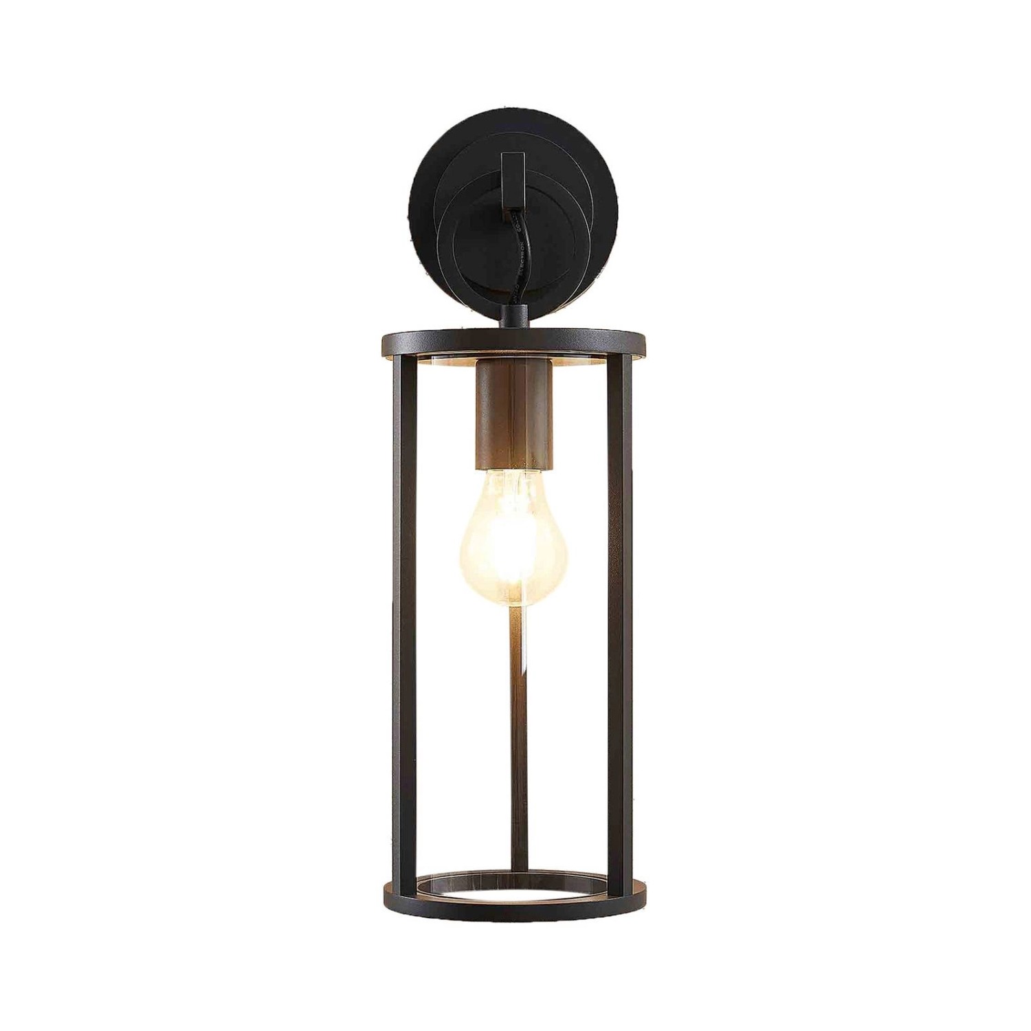 Thumbnail - Lucande Wandleuchte Außen Laterne Emmeline 9616162 Spritzwassergeschützt Modern in Schwarz aus Aluminium 1-flammig E27