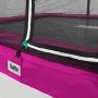 Detailaufnahme: Pinkes Salta Comfort Edition Trampolin (214x153 cm) mit Sicherheitsnetz und Schutzrand.