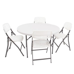 TRUTZHOLM Campingset Klapptisch Rund Durchmesser 120 cm Mit 4 Klappstühlen