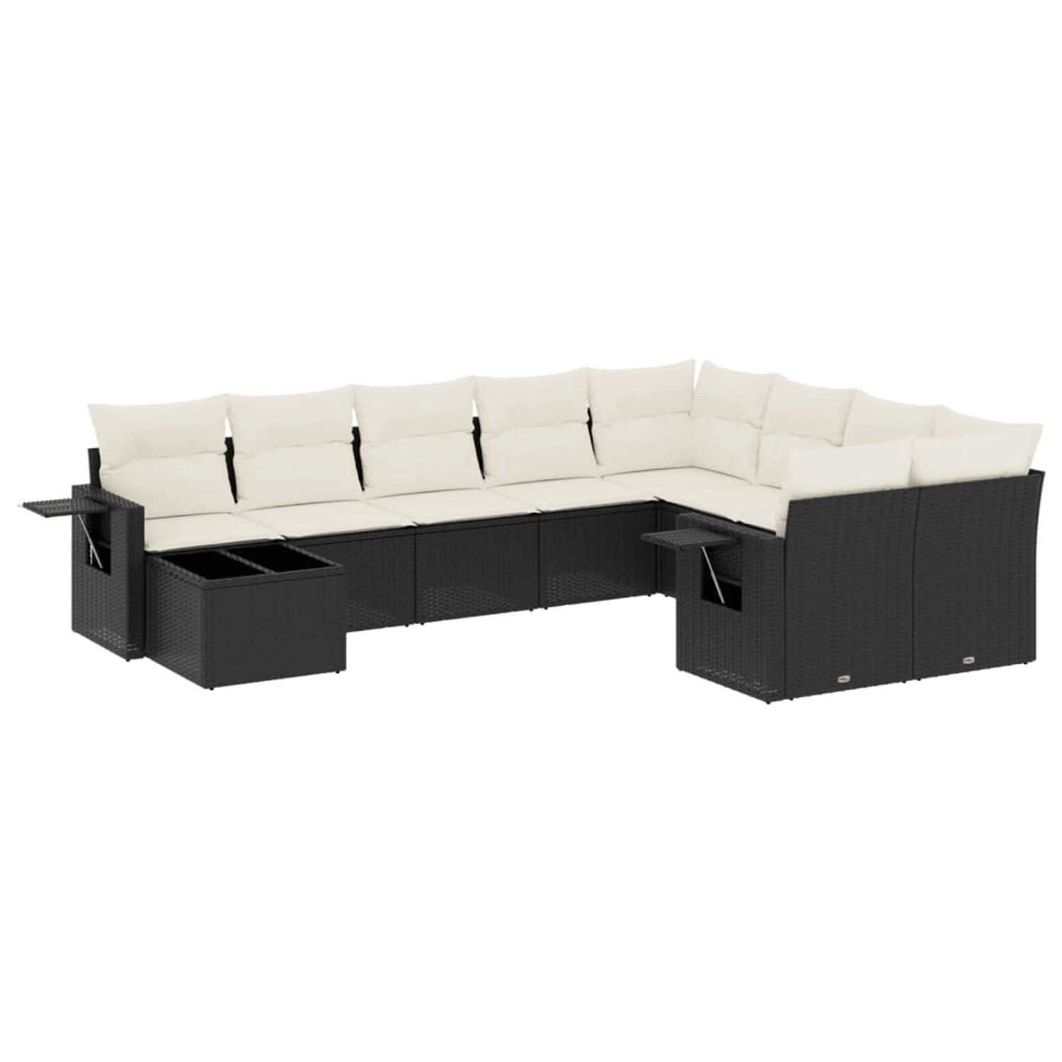 vidaXL 10-Tlg Garten-Sofagarnitur mit Kissen Schwarz Poly Rattan 3252993 günstig online kaufen