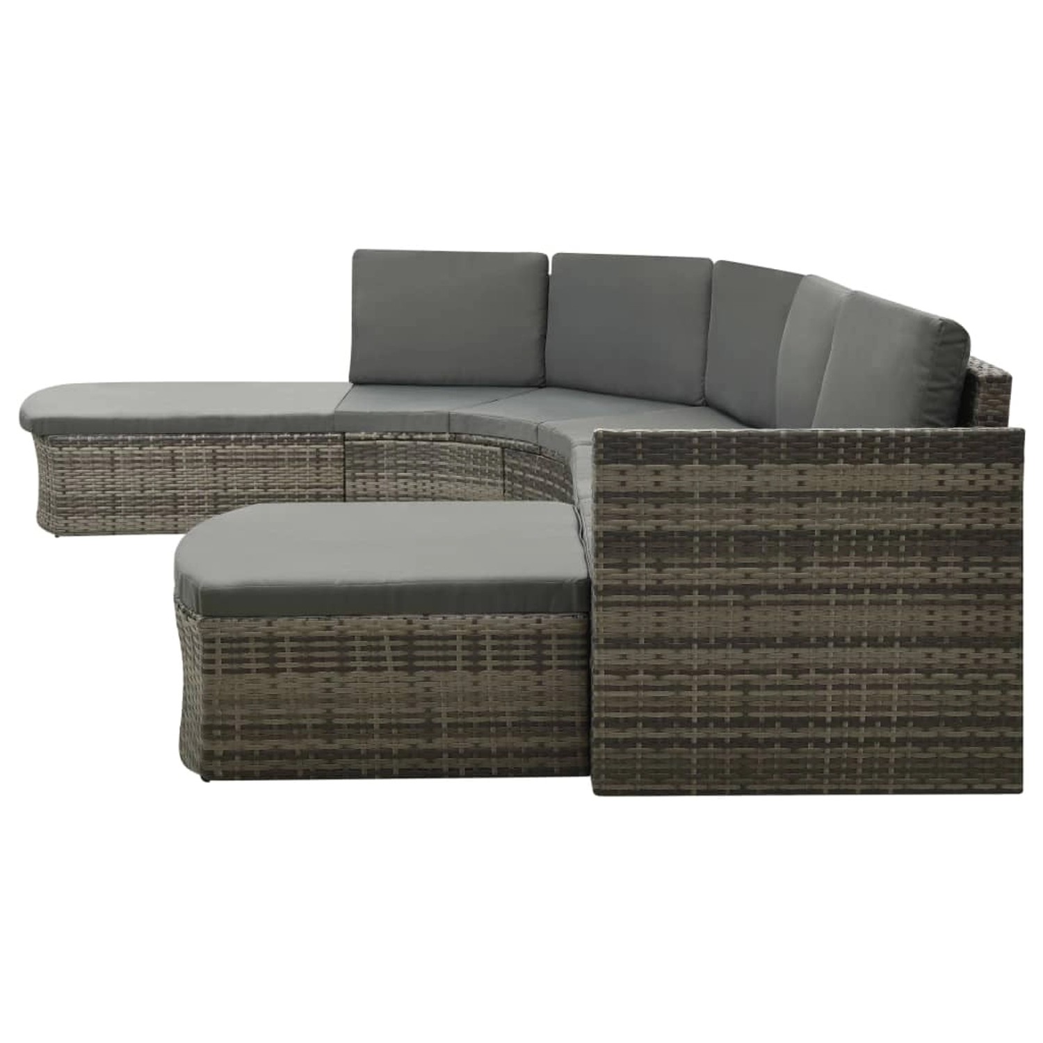 Graues 4-tlg. vidaXL Garten-Lounge-Set aus Polyrattan mit Auflagen.
