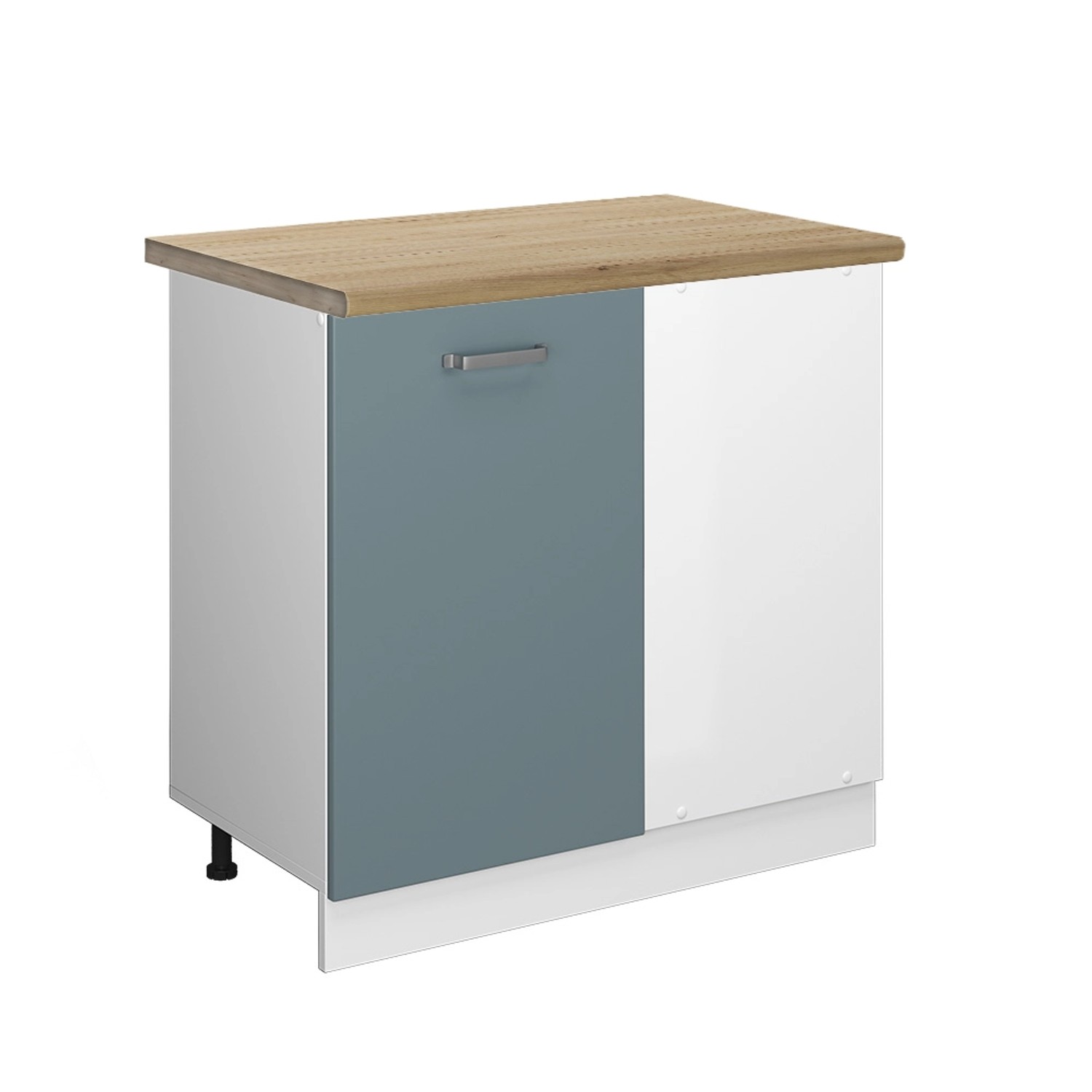 Vicco Eckunterschrank R-Line Küchen Eckschrank Blau-Grau/Weiß 86 cm AP Eiche