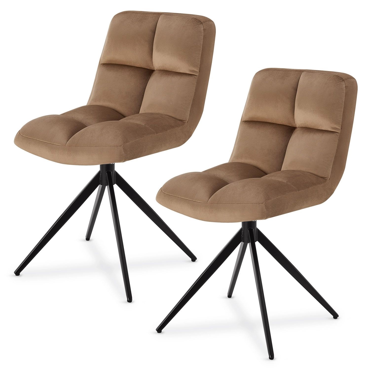 Image of Juskys Drehstuhl Dallas 2er Set Samt Hellbraun