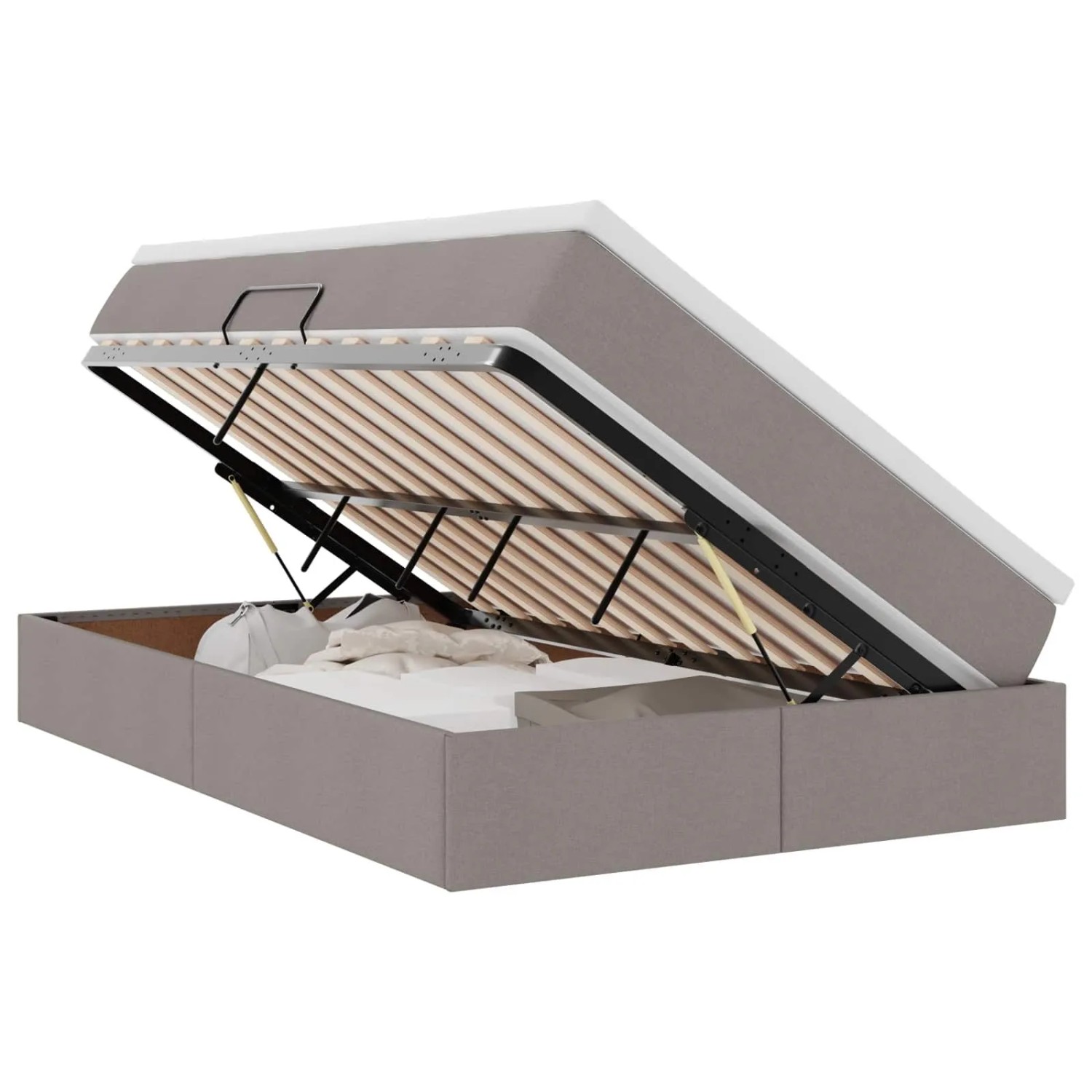 vidaXL Stauraumbett mit Matratze Taupe 120 x 190 cm Polyester 3370215