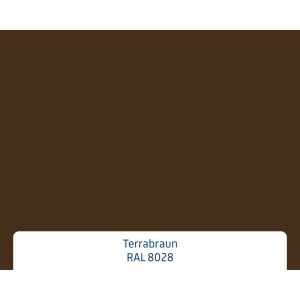Dunkelbraunes Farbmuster Terrabraun (RAL 8028) für EcoStar Haustür.