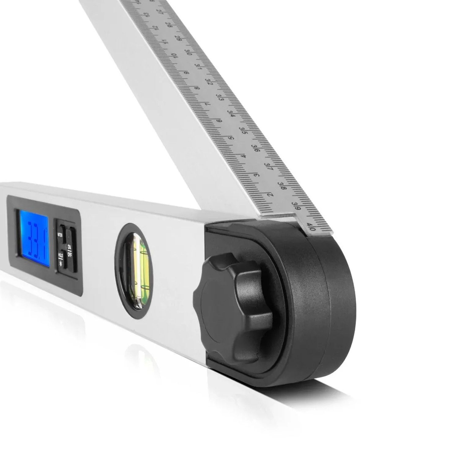 STAHLWERK Digitaler Winkelmesser DW-45 ST aus Aluminium mit LCD-Display und Wasserwaage.