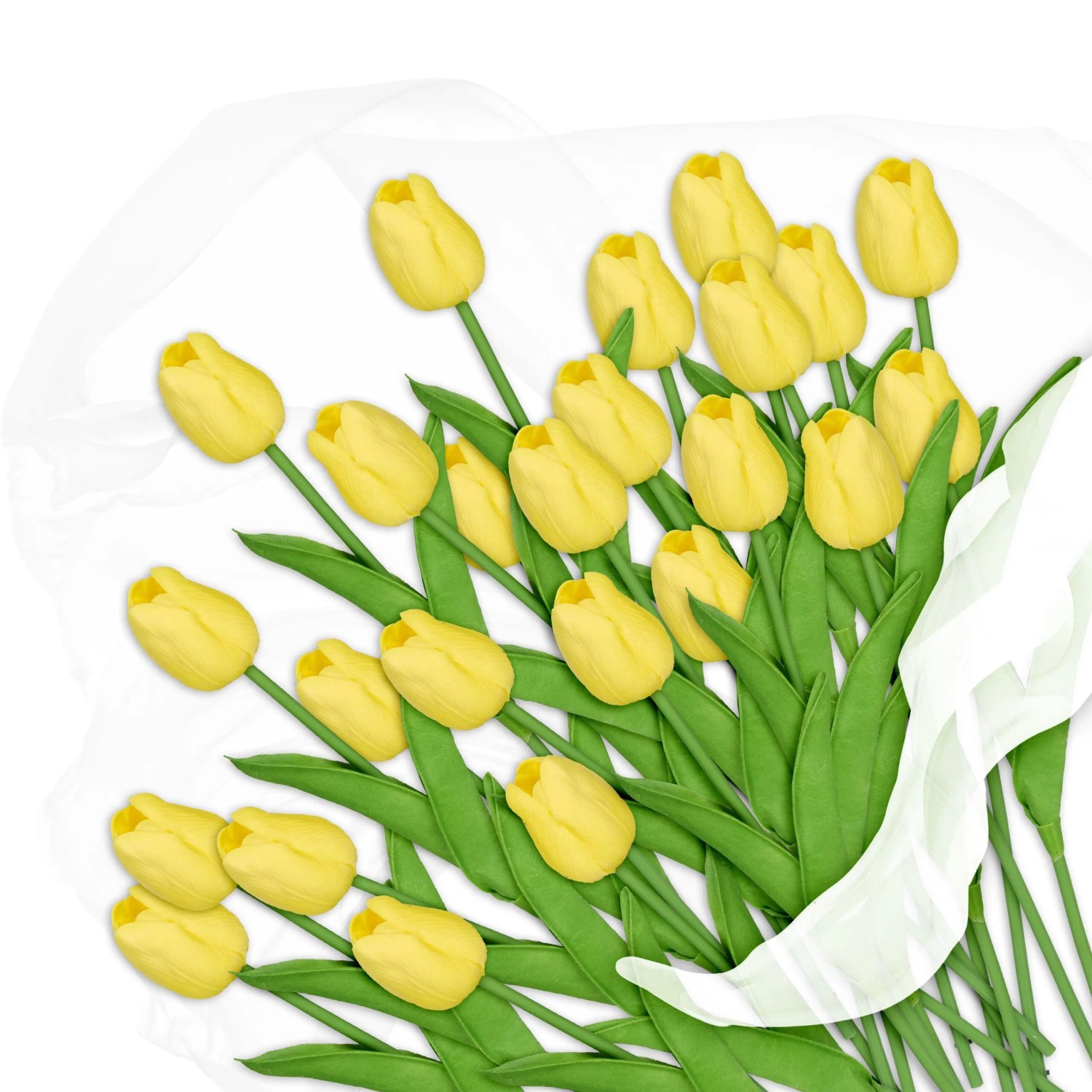 Relaxdays Tulpen Kunststoff Gelb 24er Set 33,5 cm