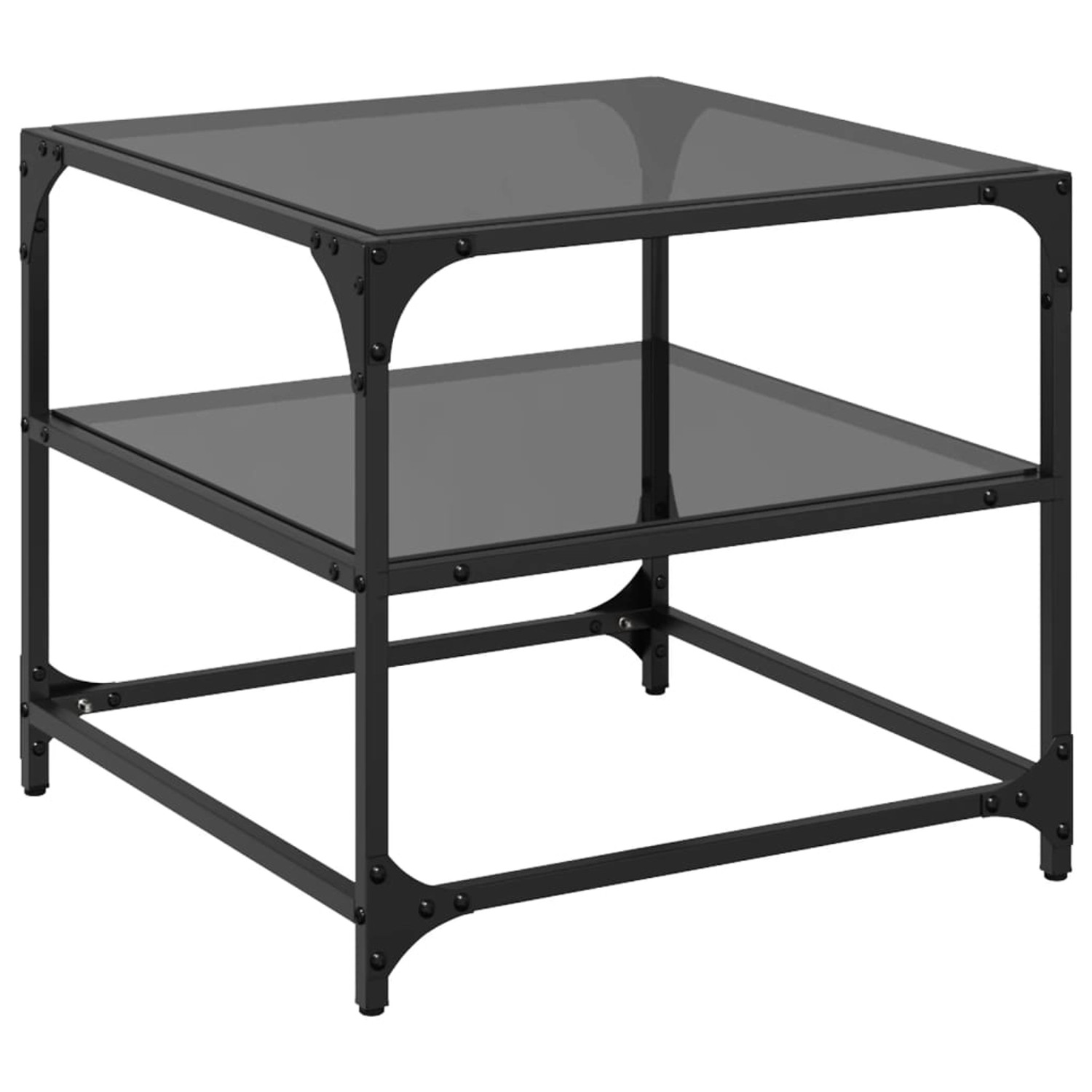 vidaXL Couchtisch mit Glasplatte Schwarz 50x50x45 cm Stahl Modell 1 günstig online kaufen