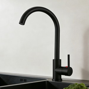 AICA Wasserhahn Küche Hochbogen 360° Schwenkbar Messingkern Schwarz Matt