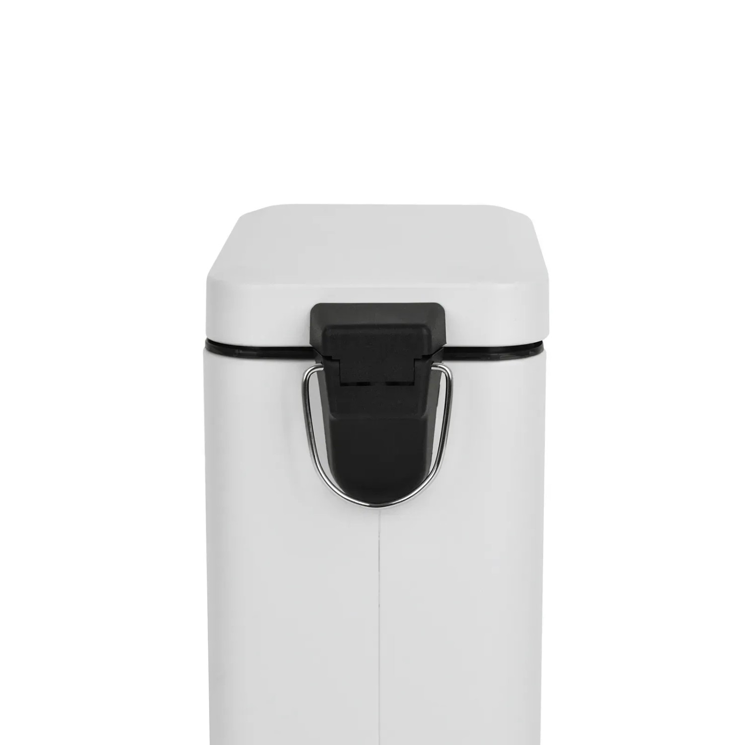 Detailansicht: Weißer Svita Treteimer STM10, 10L, mit Softclose-Deckel.