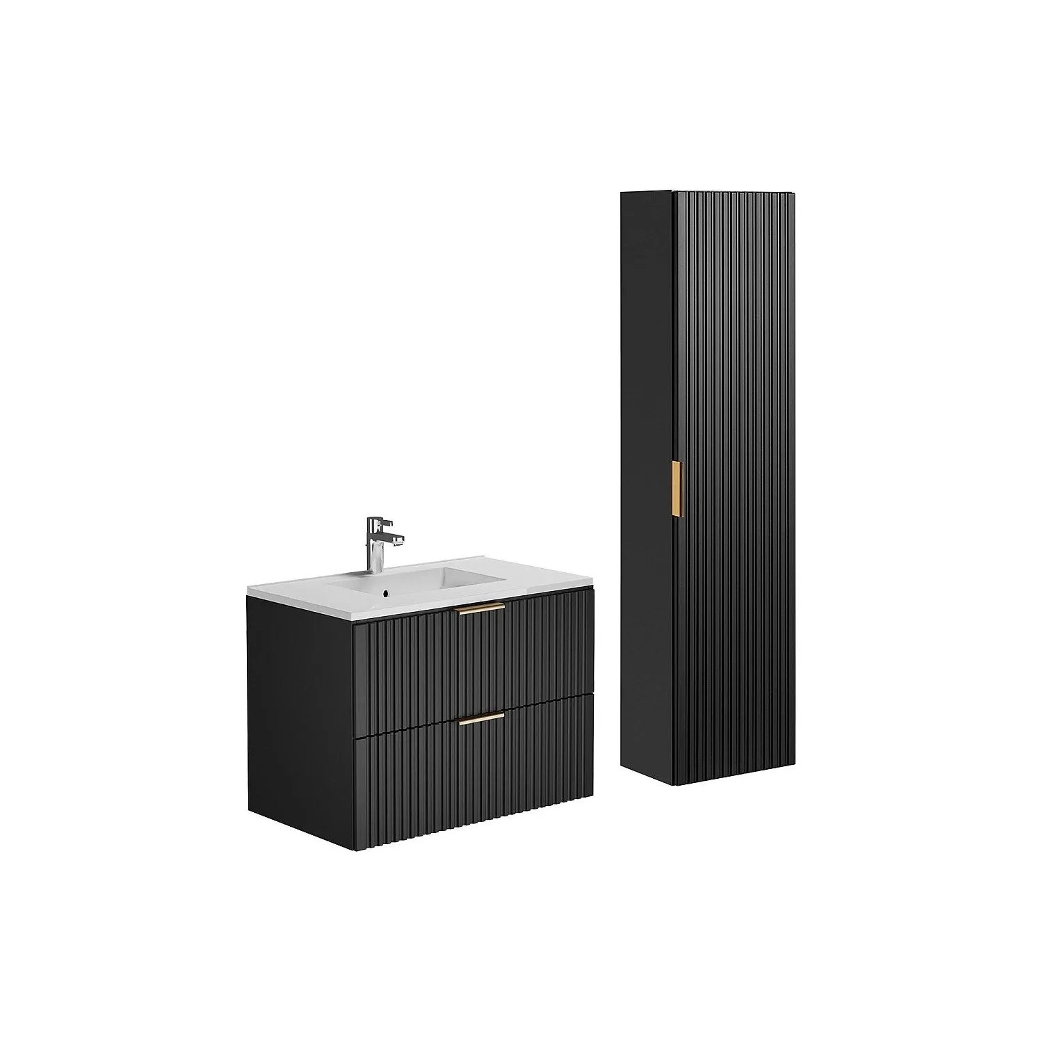 Vente-unique Badmöbel-Set Zevara Schwarz 80 cm