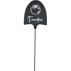 Schwarzer Gartenstab Tomaten von Boltze, 52x12cm, mit Tomaten-Motiv als Gartendekoration.